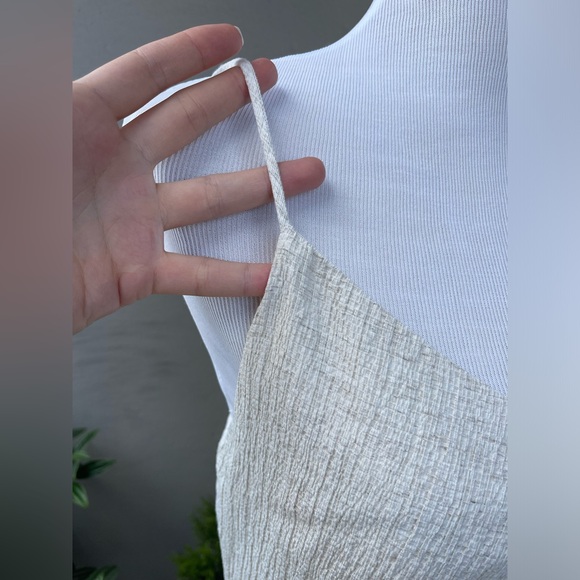 ☘️ Zara Textured Midi Slip Dress with Side Slit in Cream Beige, M - Picture 14 of 15